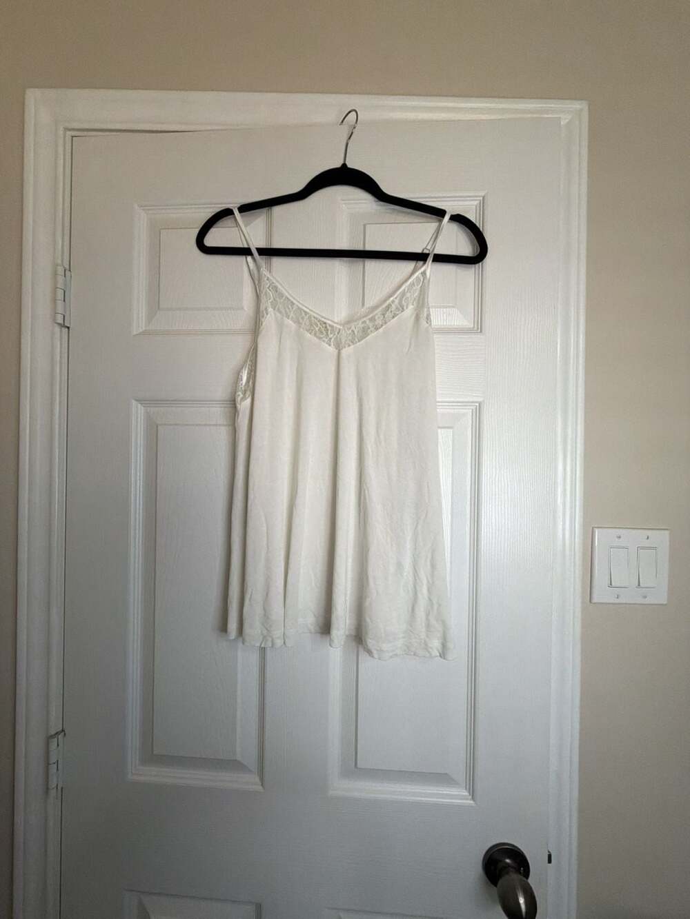 In Loom Lace Trim Cami Size L White
